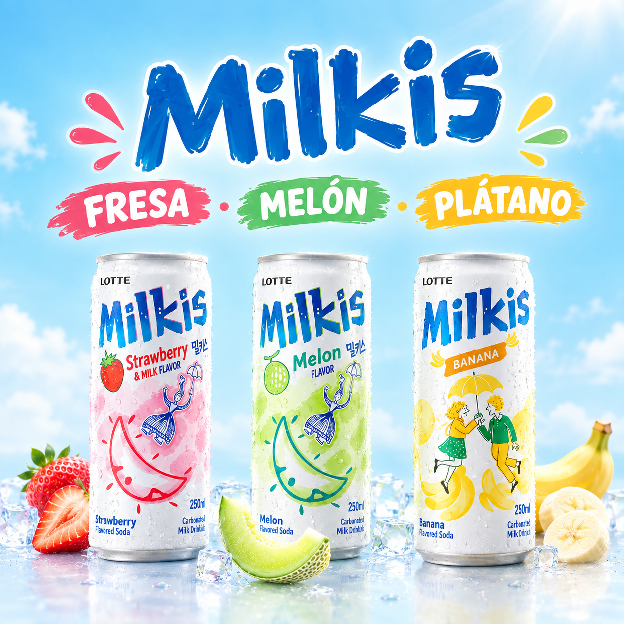 MILKIS FRESA / MELÓN / PLÁTANO (+1€)